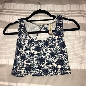 Nordstrom floral crop top with open back